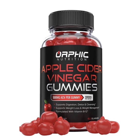 Kẹo dẻo giấm táo hỗ trợ giảm cân, gút, detox và thanh lọc cơ thể Orphic Nutrition 60 viên USA