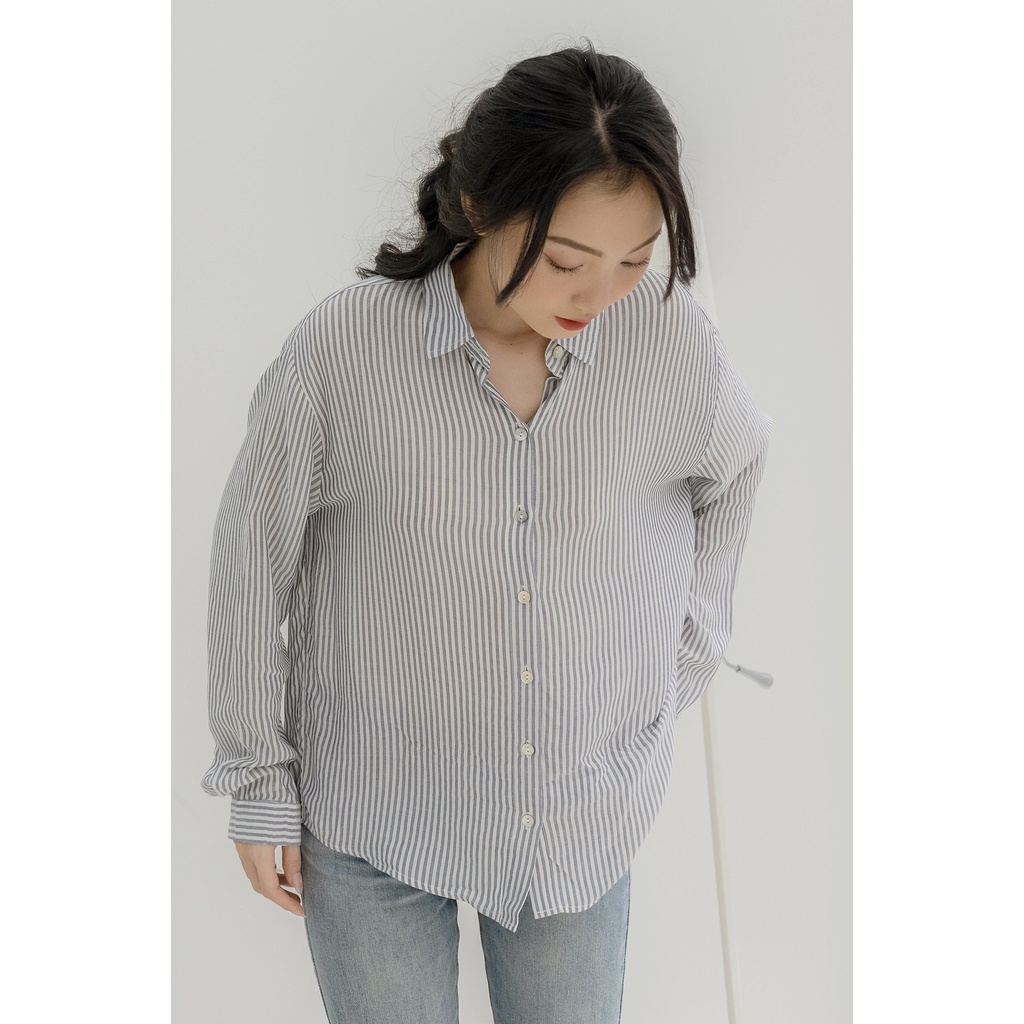 Áo somi LENclothing kẻ sọc chất lanh mát form oversize 729900