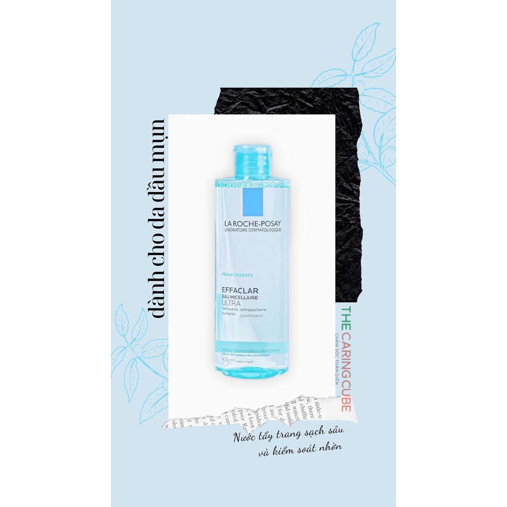 Nước làm sạch sâu tẩy trang cho da dầu nhạy cảm La Roche-Posay Micellar Water Ultra Oily Skin