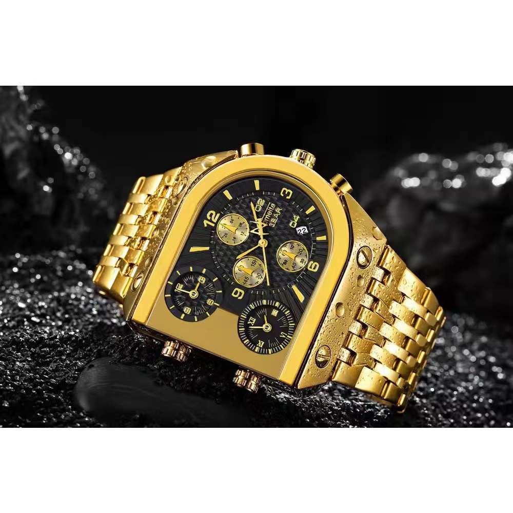 Temeite Đồng Hồ Đeo Tay Quartz Bằng Thép Không Gỉ Chống Thấm Nước Phong Cách Quân Đội Thời Trang Cho Nam