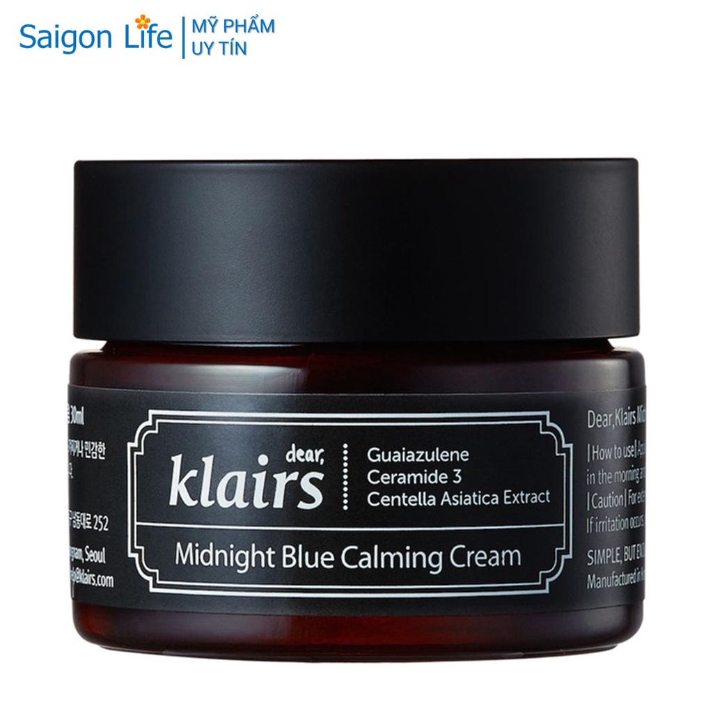 Kem Dưỡng Làm Dịu, Phục Hồi Da Tổn Thương, Nhạy Cảm Dear, Klairs Midnight Blue Calming Cream 30ml - Chính hãng