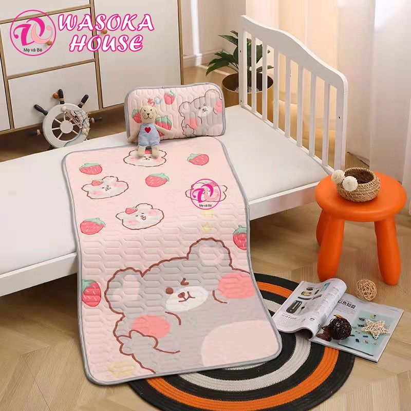 Chiếu điều hòa trẻ em cao su non 5D, kích cỡ 60x120cm, chiếu mềm giúp bé nằm mát lưng, ngủ ngon và sâu hơn