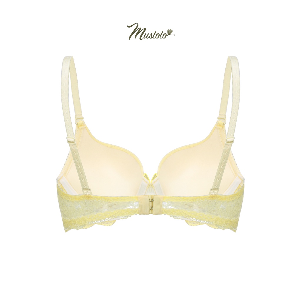 Bộ Đồ Lót Nữ LPhối Ren Nâng Ngực 2,5cm Có Gọng Vàng Kem (Mustoto MA46 MQ03)