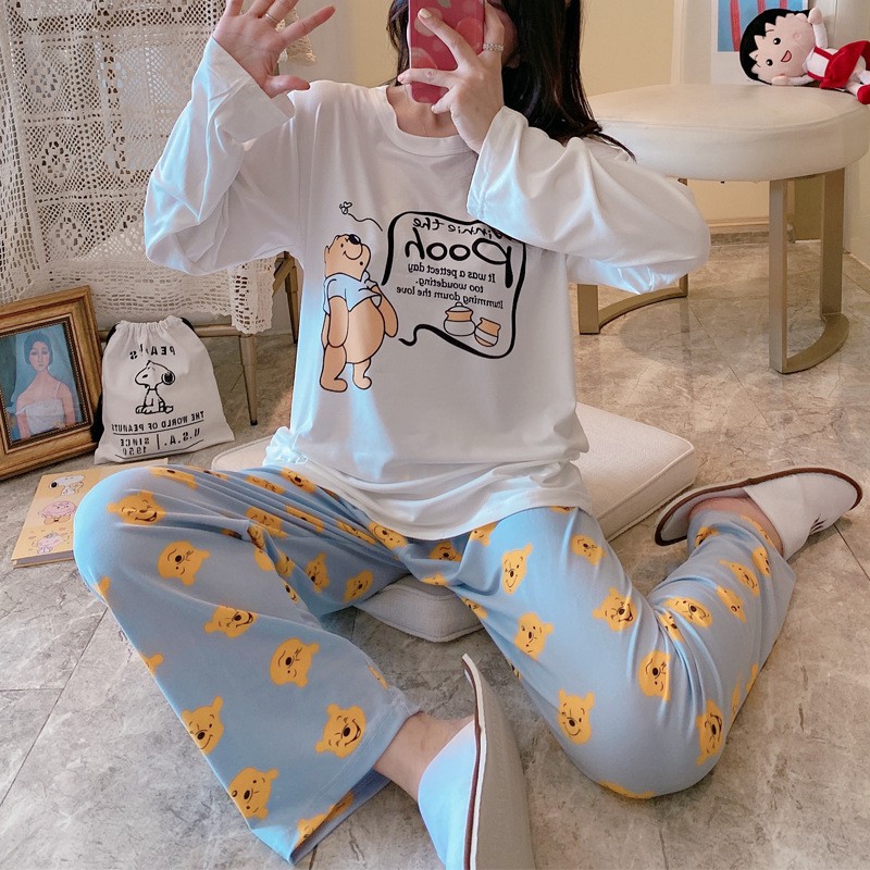 Bộ đồ ngủ dài tay họa tiết nhân vật hoạt hình dễ thương BD04 | BigBuy360 - bigbuy360.vn