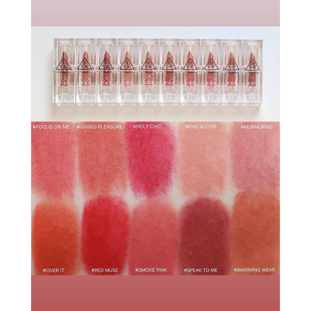 SON LÌ 3CE VỎ TRONG SUỐT SOFT MATTE LIPSTICK CLEAR LAYER EDITION