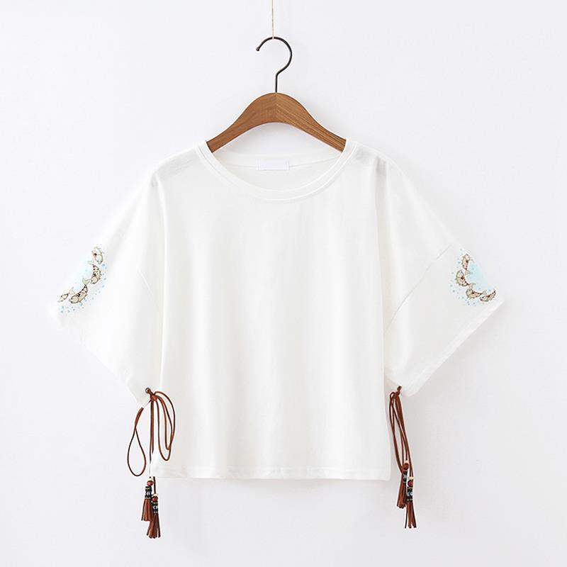 Áo Thun Harajuku Mùa Hè 2022 Dáng Suông Tay Cộc Cổ Tròn In Họa Tiết Cổ Điển Cho Nữ