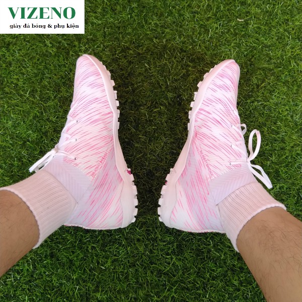 Giày đá bóng Nemeziz 18.3 TF màu hồng trắng - vizeno