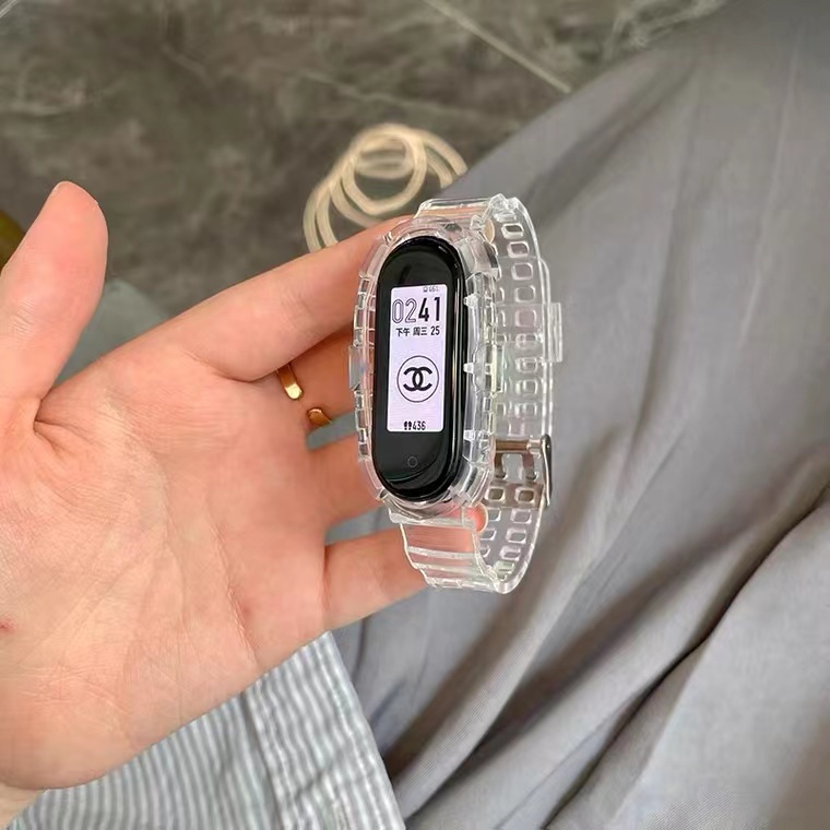 Dây Đeo Tay Thay Thế Bằng Silicon Trong Suốt Màu Hồng / Xanh Lá Cho Xiaomi Mi Band 6 5 4 3 7 M Miband band6