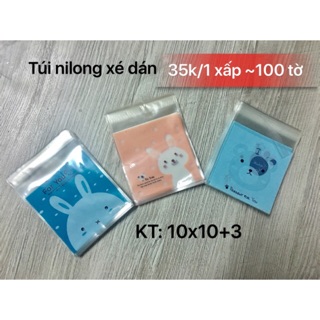 Bao bì squishy - Túi dán mép 10x10cm +3cm mép dán - 1 xấp 100 cái