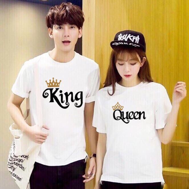HOT SALE- Áo thun Cặp Đôi Nam Nữ Couple King Queen AZ - Form Rộng BIGSIZE M403