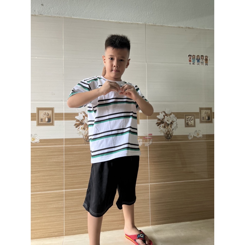 Đồ bộ bé trai Con Xinh cotton áo sọc kẻ ngang,quần áo dành cho bé trai từ 4 đến 10 tuổi