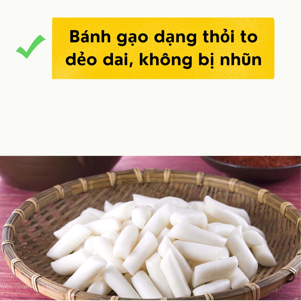 [MUA 2 TẶNG 1] COMBO 2 gói Bánh gạo Tokbokki Hàn Quốc O'Food 1KG, Tặng kèm 1 gói sốt nấu vị phô mai 120G