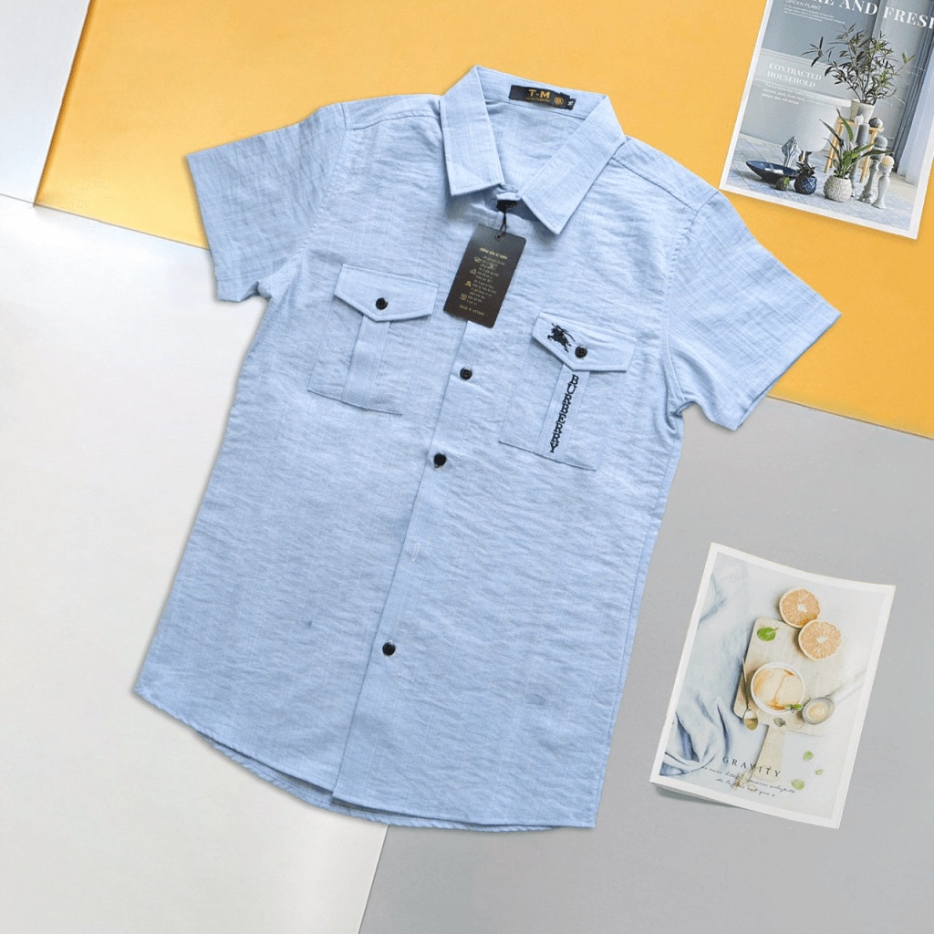 Áo Sơ Mi Nam Tay Ngắn Vải Đũi Thêu Ngựa Túi Hộp Có Đủ Màu Phong Cách Sang Trọng [NEW UNISEX]