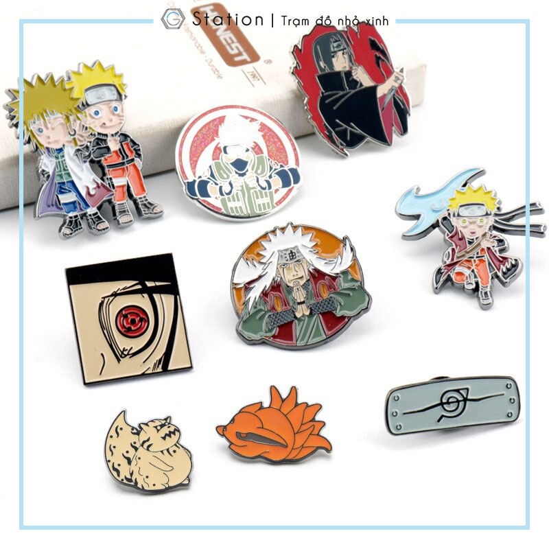 Pin cài áo manga anime Naruto đủ nhân vật Kakashi/ Jiraiya/ Sasuke/ Itachi/ Orochimaru/ mắt sharingan/ cửu vĩ hồ - GC301