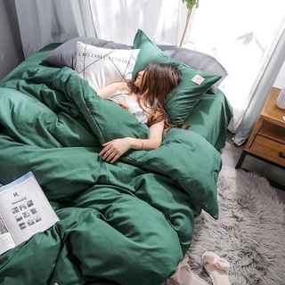 Bộ Chăn Ga Gối Cotton Tici Mẫu Màu Xanh Lá Đậm