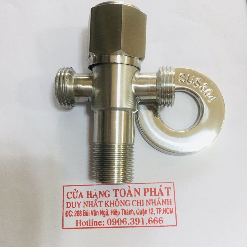Van khoá nước chữ thập inox 304, Khoá cầu T, khoá cấp nước nhà vệ sinh