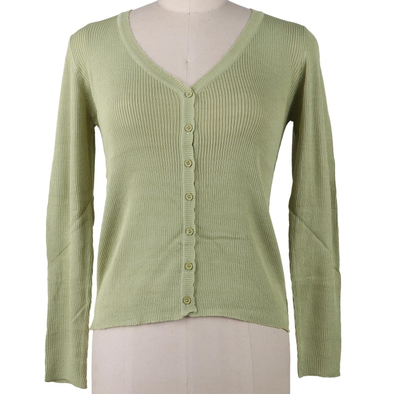 Áo Khoác Cardigan Dệt Kim Tay Dài Cổ Chữ V Màu Trơn Cài Nút Thời Trang Xuân Thu Cho Nữ