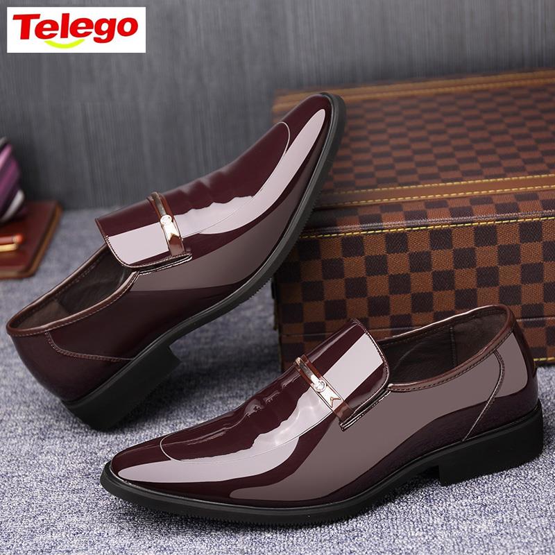 Giày Da Bò Đế Cao Su Giày lười chất liệu da bóng phong cách Hàn Quốc thời trang lịch lãm cho nam