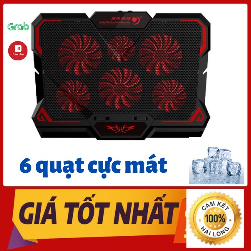 Đế Tản Nhiệt Laptop 6 Quạt Cao Cấp Dành Cho Game Thủ Phù Hợp Máy Từ 14 - 17.6 Inch