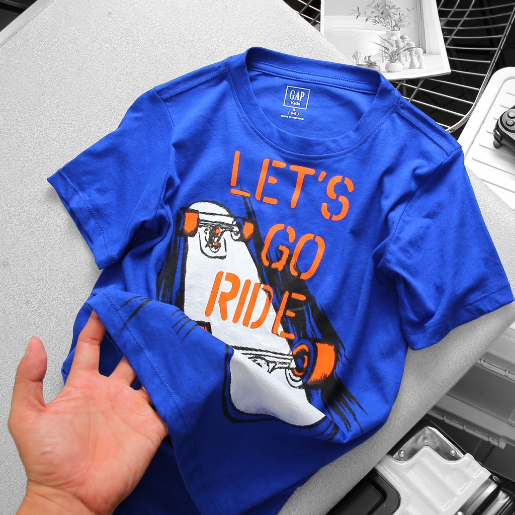 Áo thun bé trai ngắn tay Gap vải thun cotton mêm mịn size đại áo phông in hình khủng long