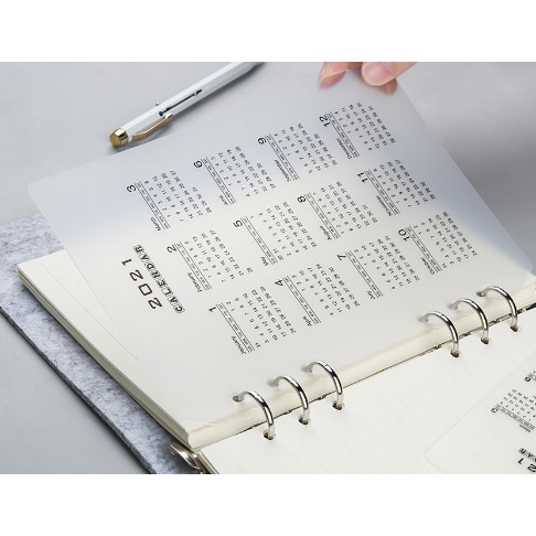 Lịch năm 2021 pvc cho sổ bìa còng planner A5/A6