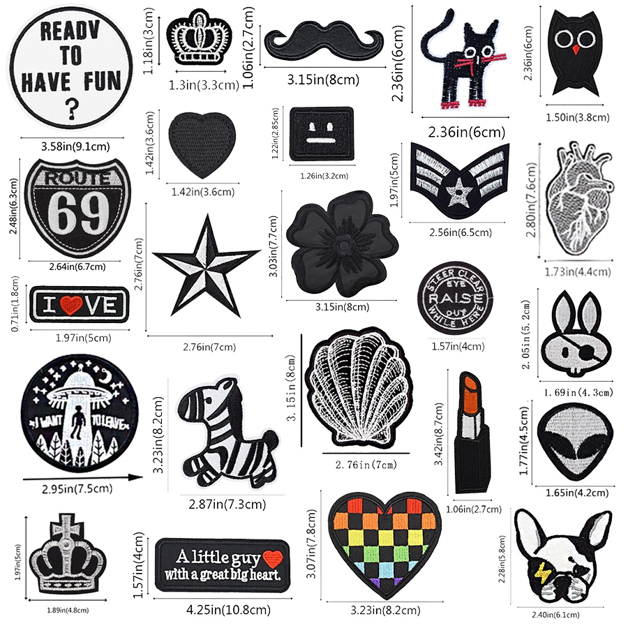 1 Miếng Vá Quần Áo Họa Tiết Hoạt Hình anime Trắng Đen