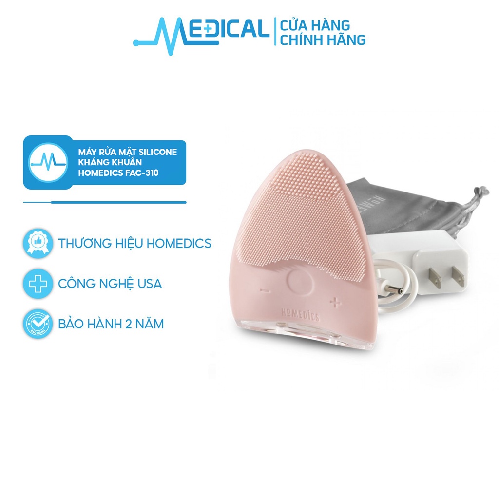 Máy rửa mặt Silicone kháng khuẩn công nghệ siêu âm HOMEDICS FAC-310 - MEDICAL