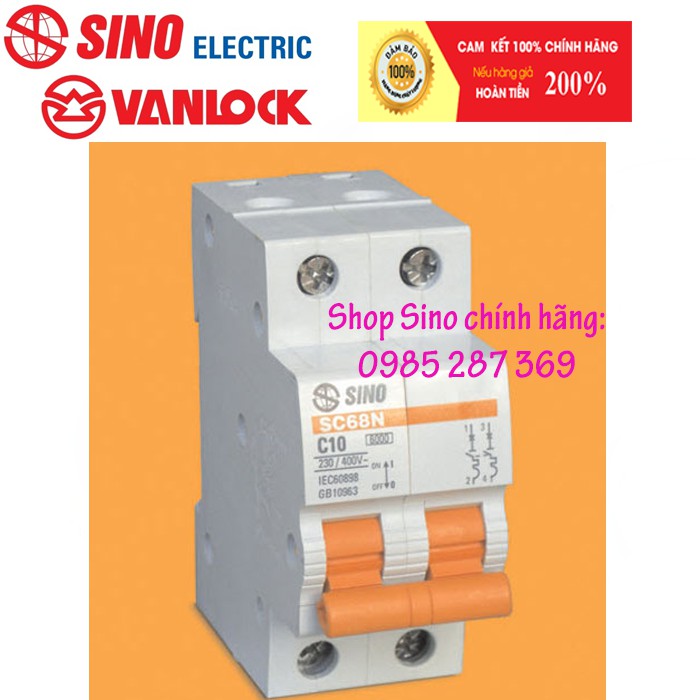 Cầu Dao Tự Đông 2 Cực Sino Vanlock - Hàng Chính Hãng Chất Lượng. Model: SC68N