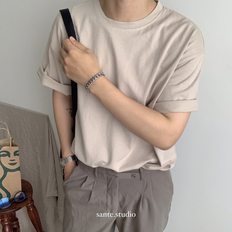 Áo thun trơn áo phông trơn nam basic cổ tròn vải cotton 2 chiều thoáng mát BY SANTÉ | BigBuy360 - bigbuy360.vn