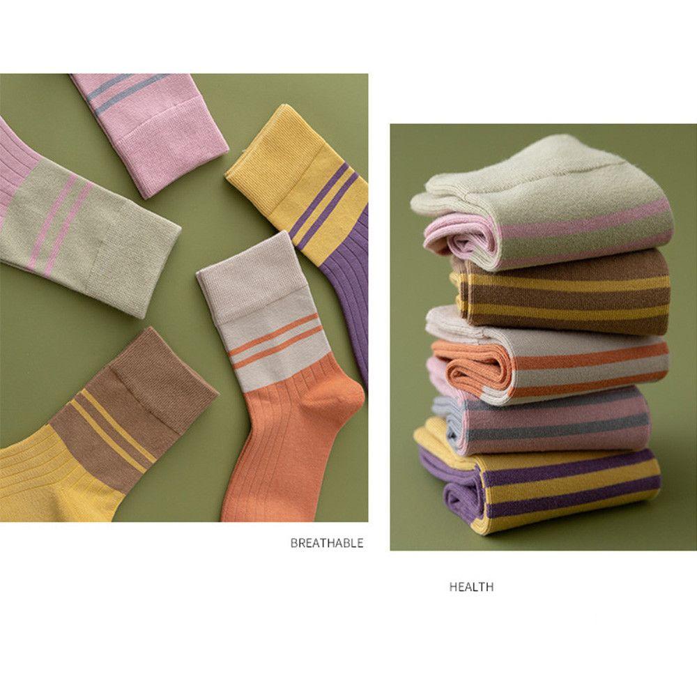 Vớ Cotton Thoáng Khí Họa Tiết Kẻ Sọc Thời Trang Thu Đông