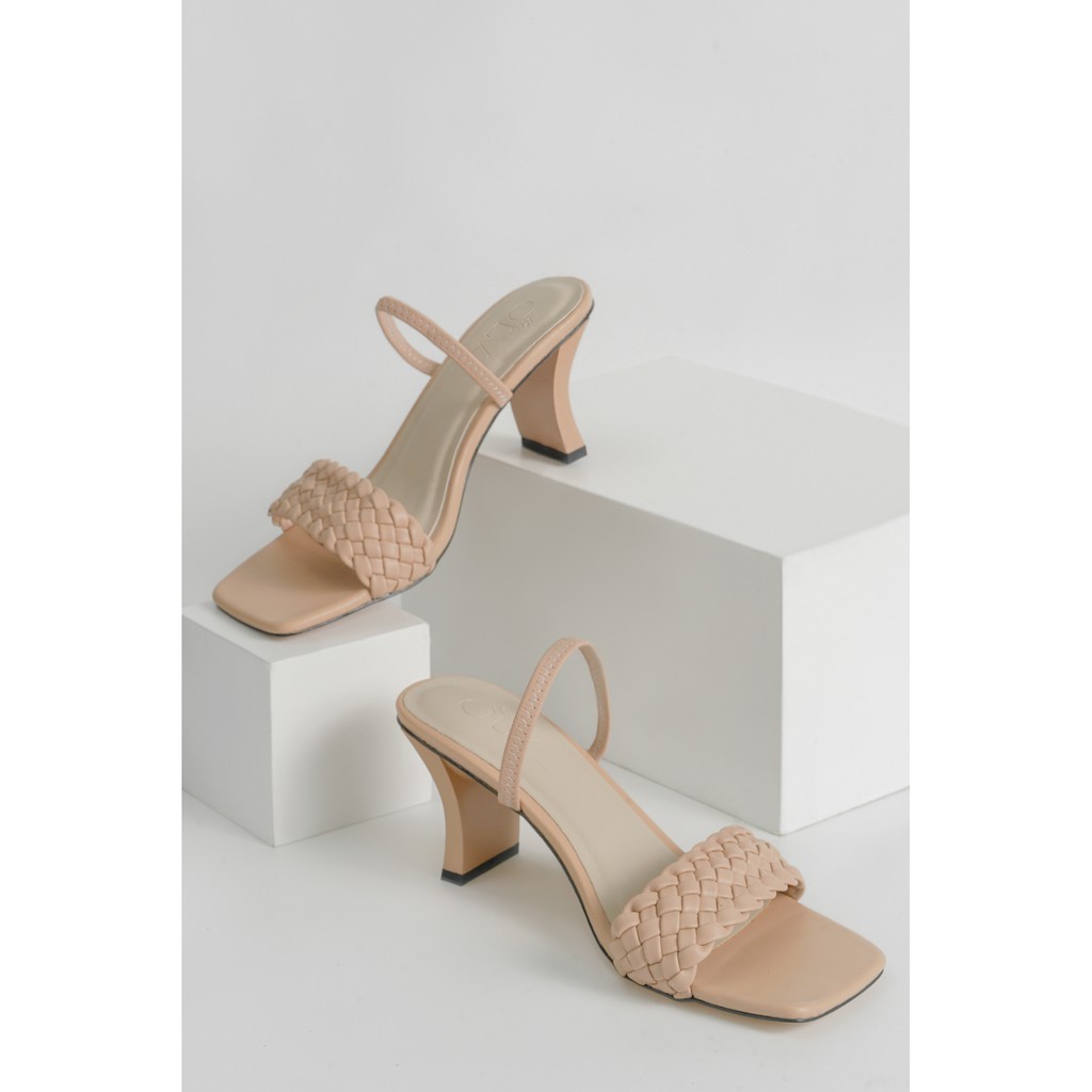 OLV - Giày Braided Strap Heels in Brown