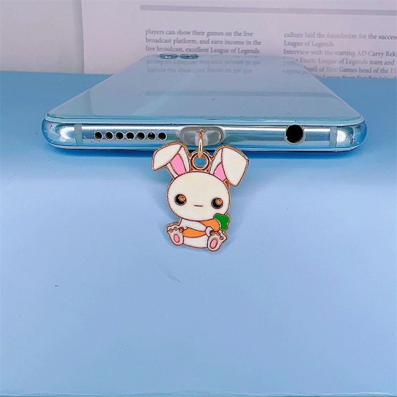 Nút Chống Bụi Cho Cổng Sạc Điện Thoại Di Động Hình Thỏ Dễ Thương
