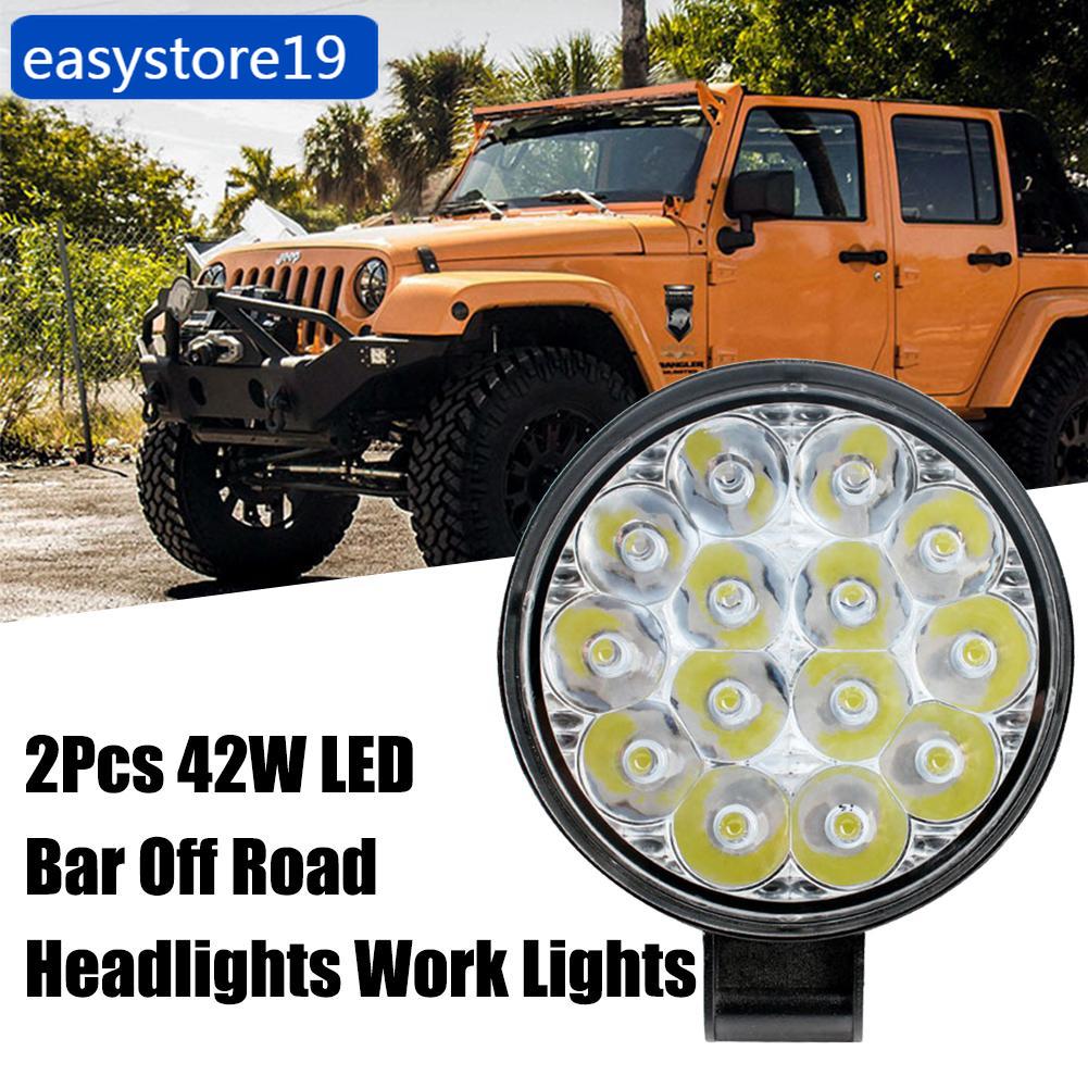 ES 2 cái 42W LED Bar Đèn pha ngoài đường Đèn làm việc cho máy kéo Đèn pha cho xe tải 4x4 ATV UTV