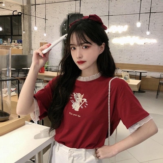 Áo thun tay ngắn phối lưới kiểu dáng thời trang dành cho nữ