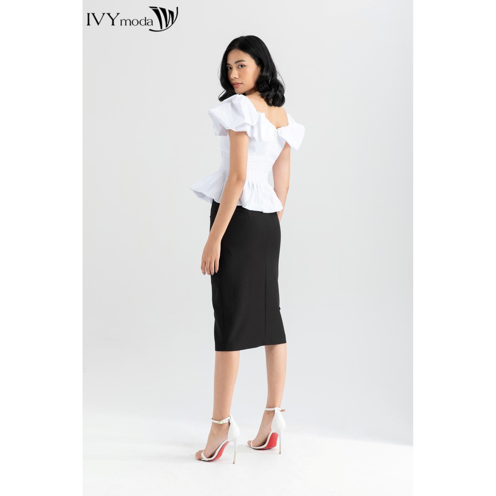 [NHẬP WABRTL5 GIẢM 10% TỐI ĐA 50K ĐH 250K ]Áo peplum tay bồng IVY moda MS 16B8592