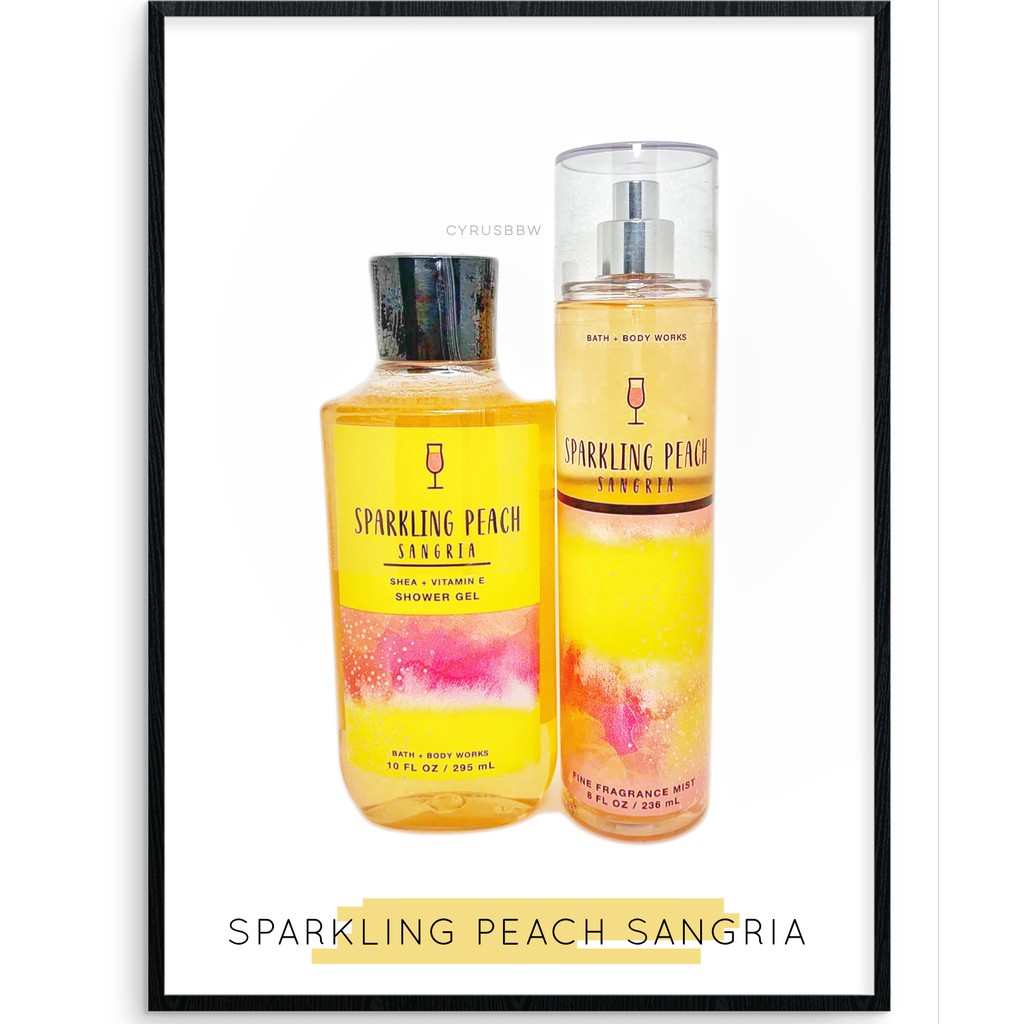 Bộ Sản Phẩm Mist Xịt Toàn Thân, Gel Tắm Bath &amp; Body Works Sparkling Peach Sangria Từ Mỹ