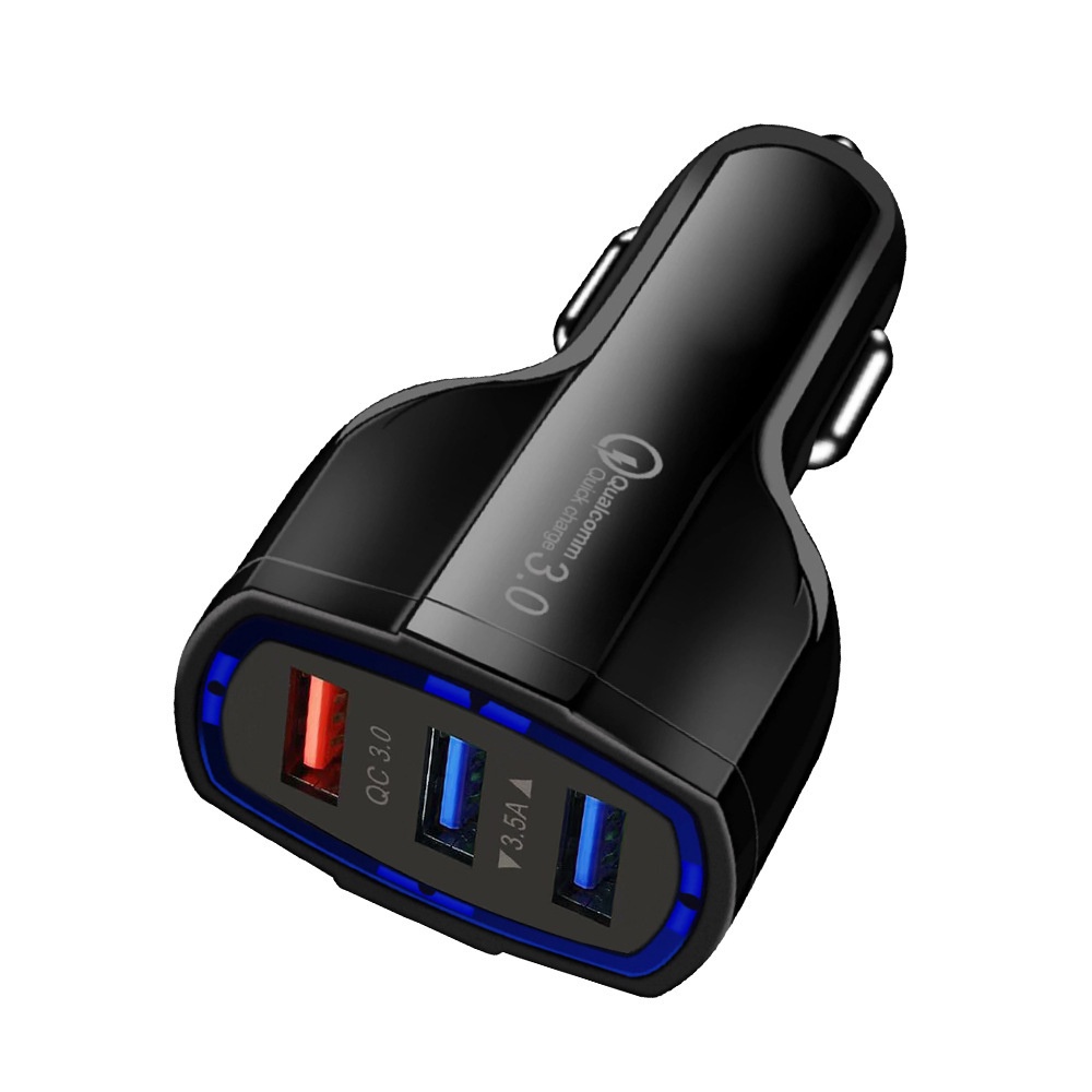 [BKS-3U] Tẩu Sạc Nhanh Xe Hơi 12V Xe Tải 24V 3 cổng USB 3.1A/15W Cốc Sạc Nhanh QC3.0 Quick Chagre 3.0 Xe Hơi - Màu Đen