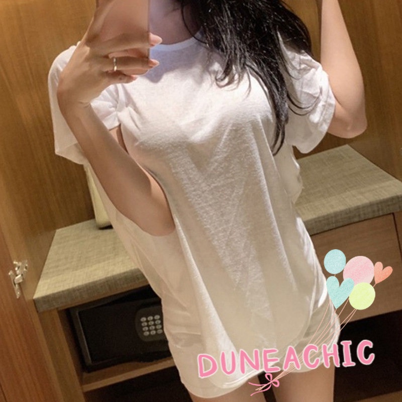 DUNEA Áo Thun Ngắn Tay Dáng Rộng Hở Lưng Gợi Cảm Dành Cho Nữ