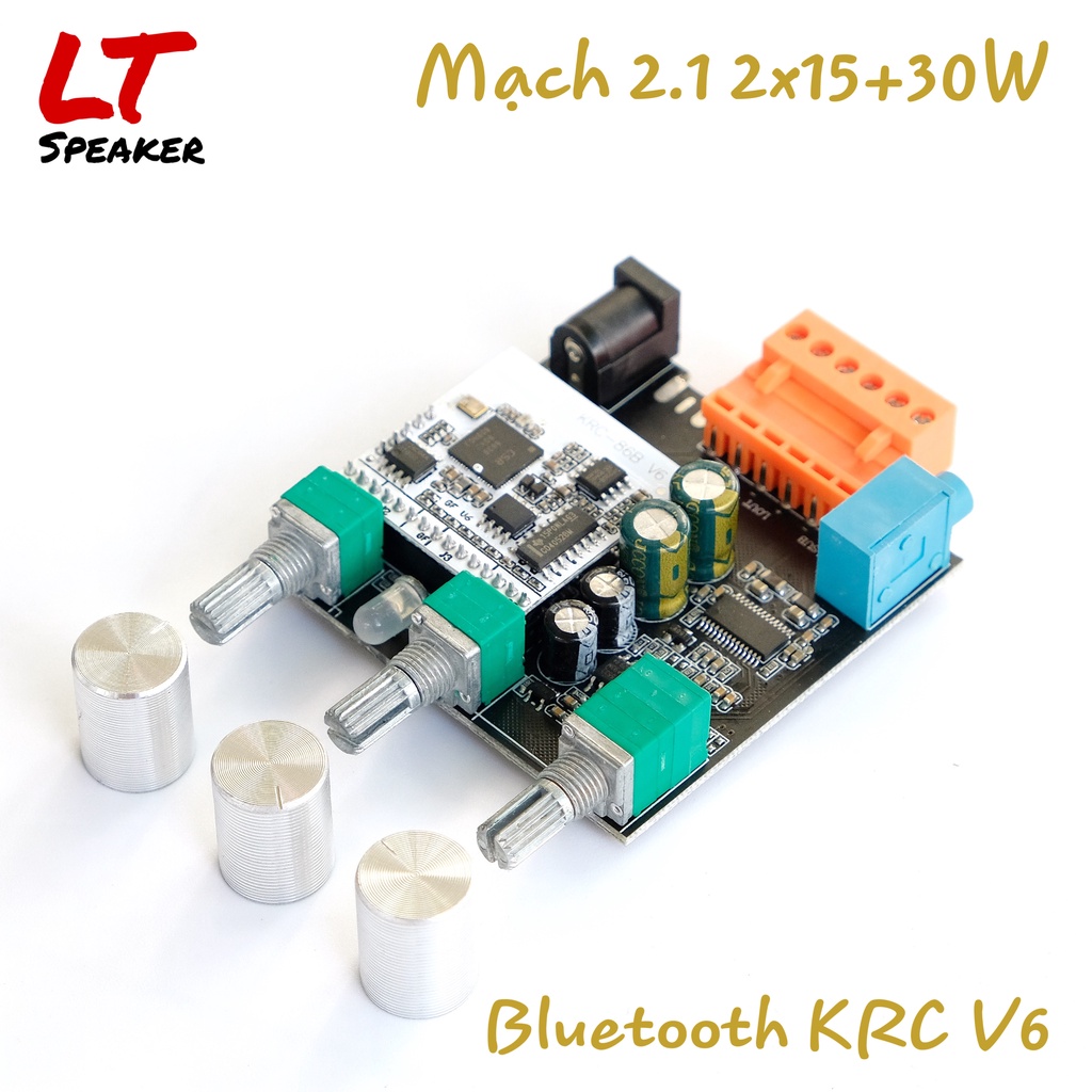 [Mã ELHACE giảm 4% đơn 300K] Mạch khuếch đại âm thanh 2.1 2x15W + 30W Bluetooth KRC V6 bản nâng cấp