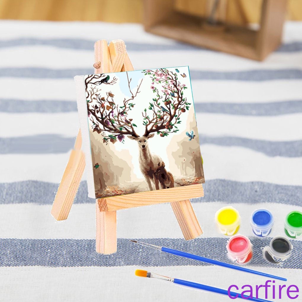Set 5 dụng cụ vẽ tranh mini bằng vải canvas acrylic dành cho trẻ em