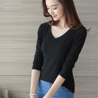 Áo Phông Cổ Tim Dài Tay-APG12, áo thun cổ tim