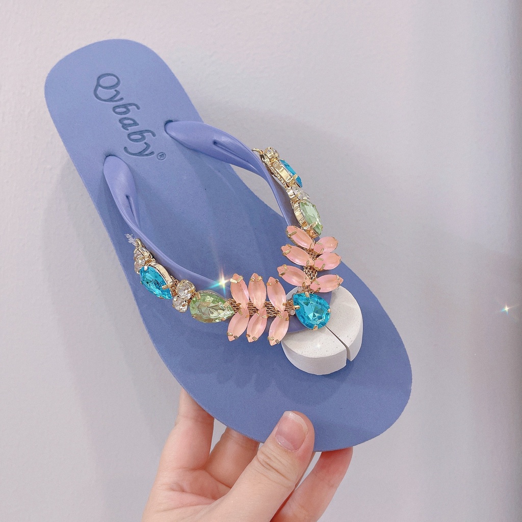 Dép kẹp, dép xỏ ngón, tông nữ đính đá Quảng Châu Qybaby 012 - TRINH LÊ SHOP