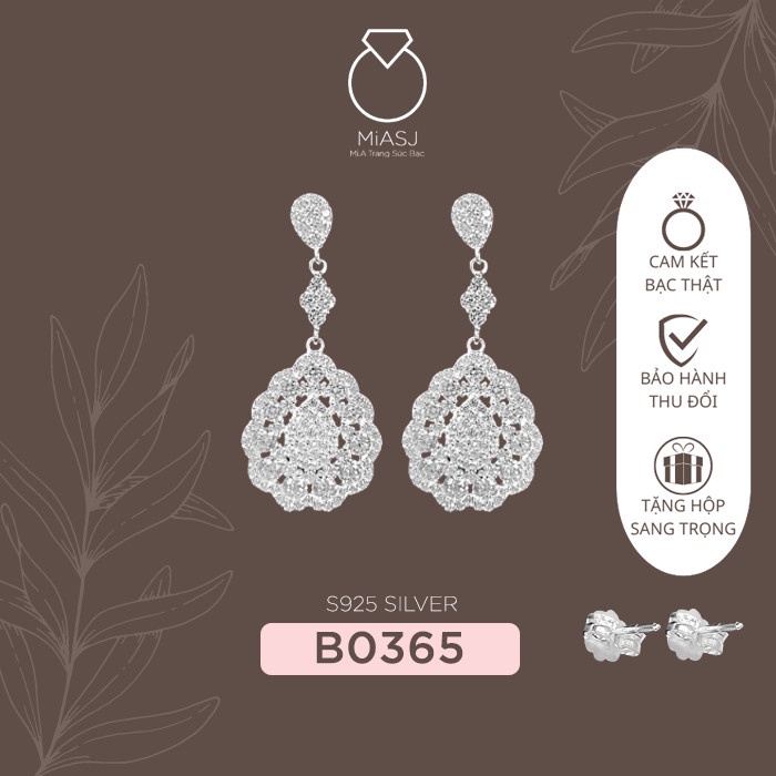 Tổng hợp Bông (khuyên) tai nữ BẠC Ý S925 BẠC THẬT cao cấp bông tòn ten đi tiệc
