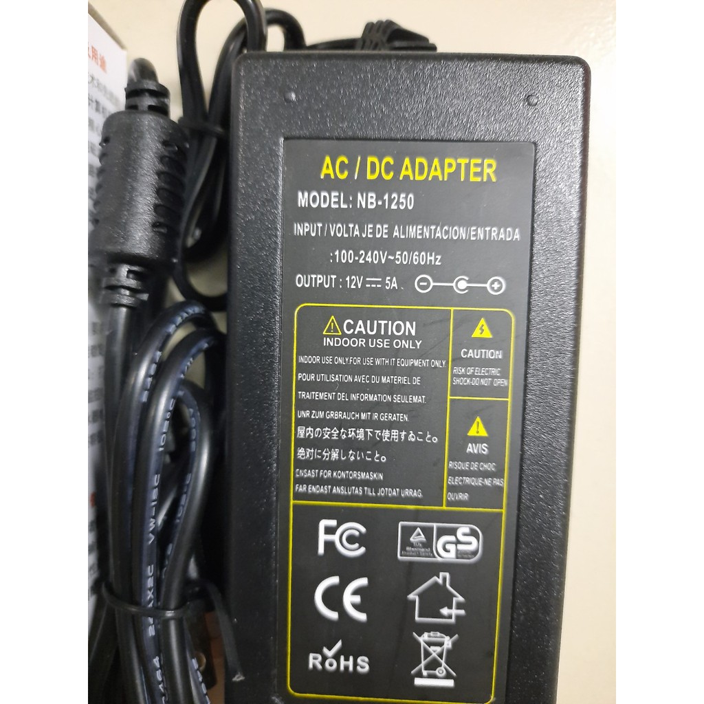 Bộ nguồn vỏ nhựa AC/DC Adapter 12v5a