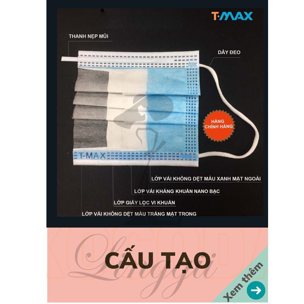 Hộp 50 cái Khẩu trang y tế 4 lớp chuẩn Hàng Công Ty TMAX - Linggii | BigBuy360 - bigbuy360.vn