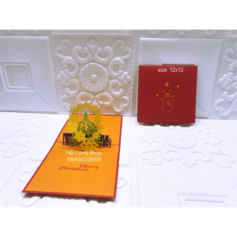 Cây Thông 12 ( lót cam )  - Noel - Thiệp 3D
