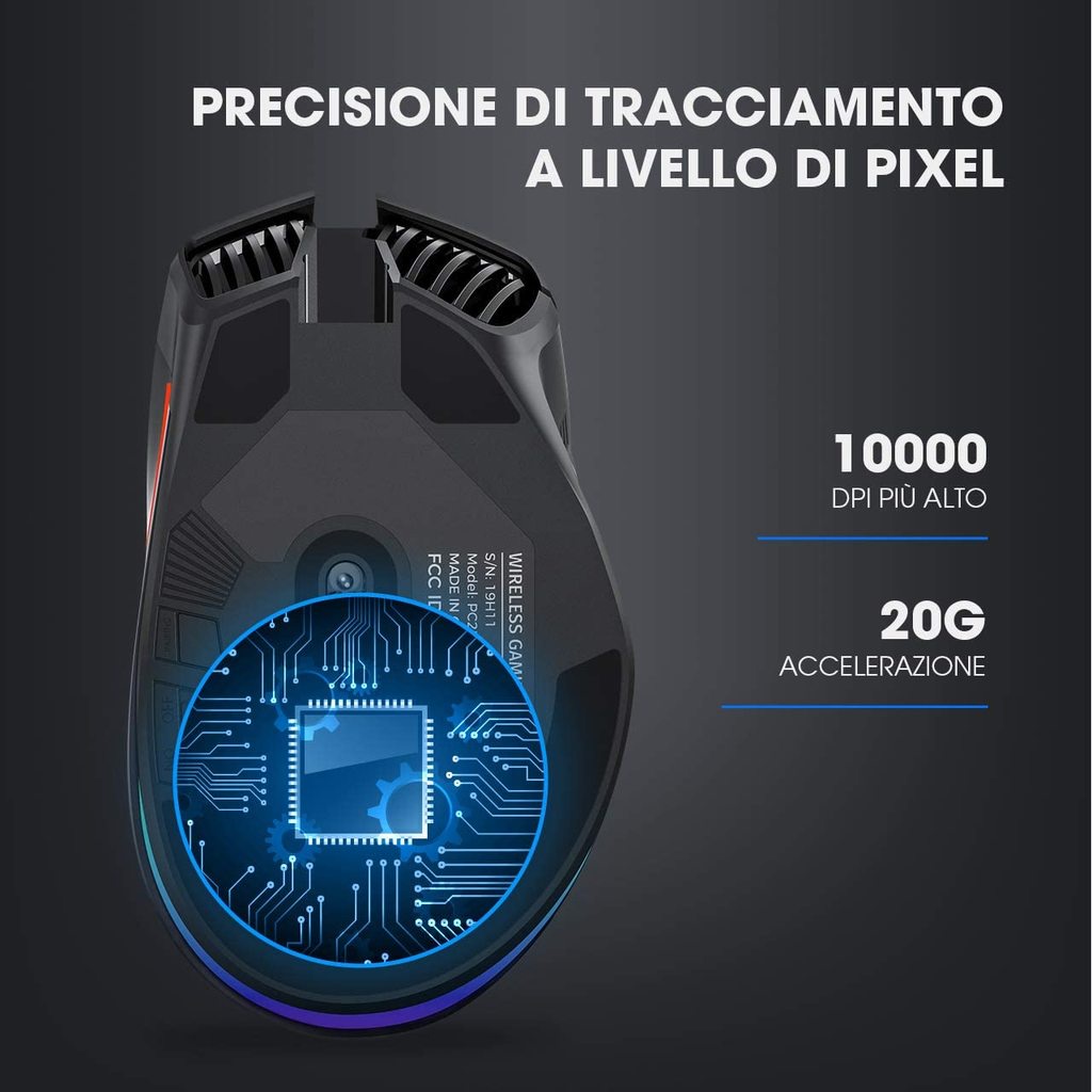 Chuột không dây Jomaa 2.4G USB 8 nút lập trình 6 cấp độ 10K DPI MMO RPG