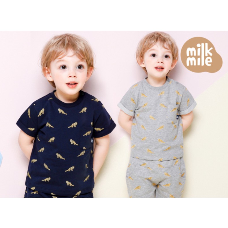 (130) Áo hè cotton bé trai hình con báo mini 2 màu mopuse04