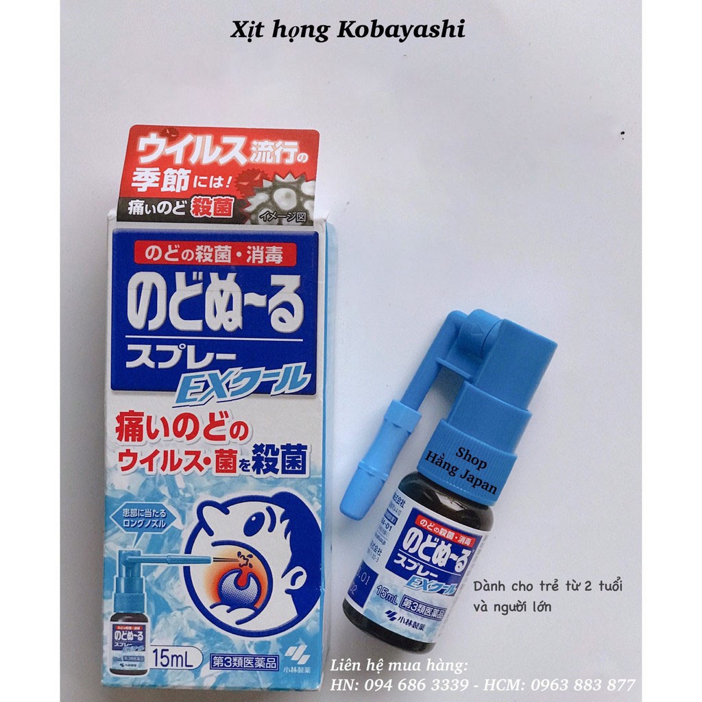 Xịt họng Kobayashi 15ml Nhật Bản cho bé và người lớn