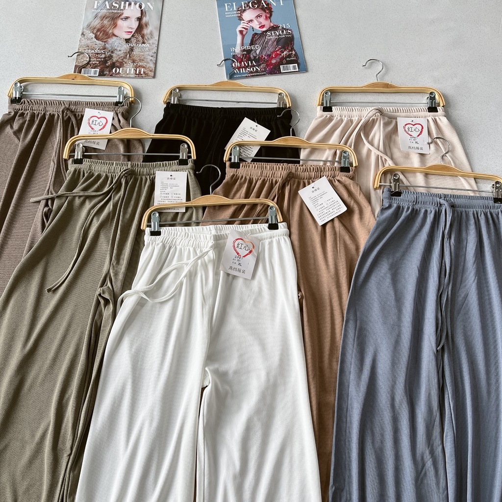 Quần Thun Tăm Ống Rộng Dây Cột Nơ Lưng Quần | Smide Clothing